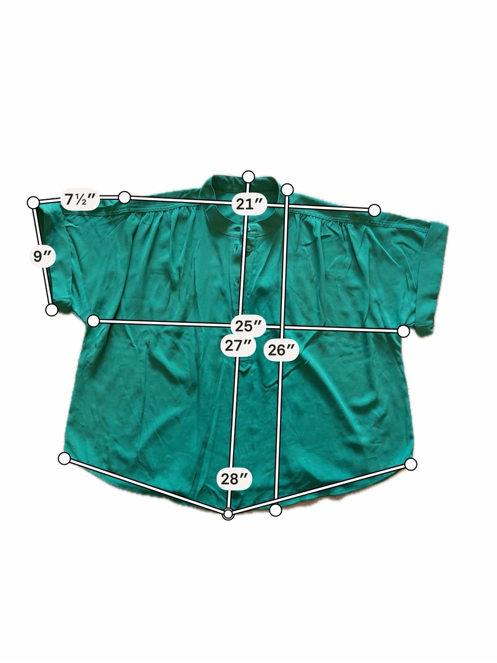 Ann Taylor Teal Short-Sleeve Button Front Blouse